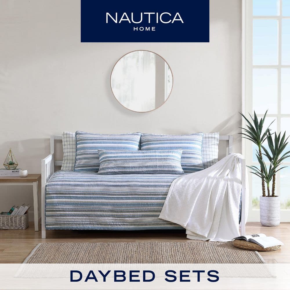 Chambray Blue Cotton Twin Reversible Quilt Set