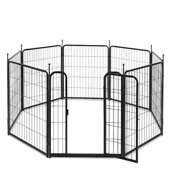 Karl home 32 in. Height 8 Panels Metal Dog Pen Dog Fence