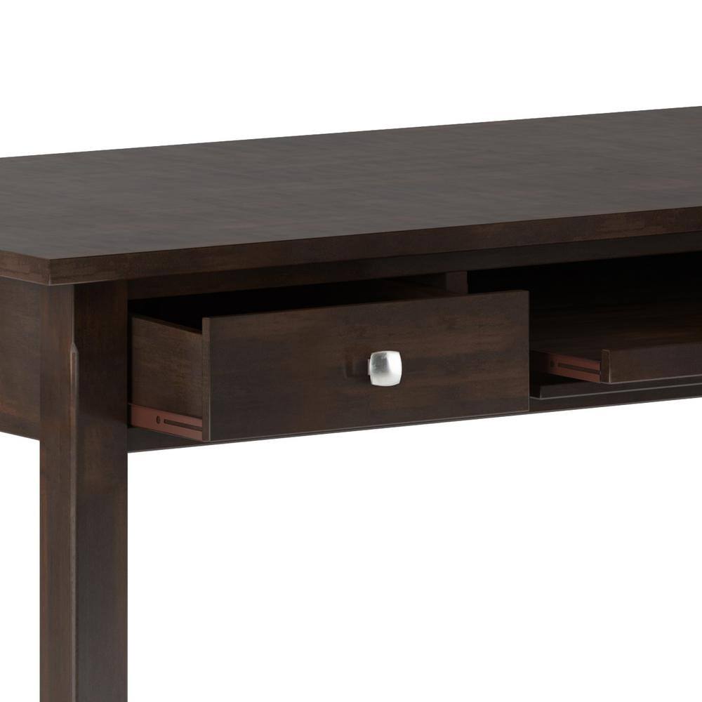 Tobacco Brown Solid Wood Desk with Drawers and Keyboard Tray