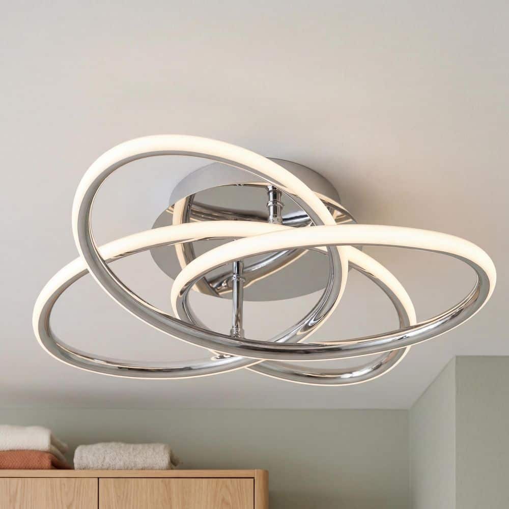 Artika Swirl Butterfly 16 in. 1-Light Modern Chrome Integrated LED
