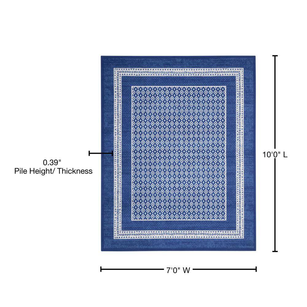 Ivory Geometric 7'10" x 10' Flat Woven Synthetic Area Rug