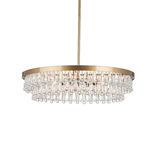 Jojospring Adela 24 in. Dia Crystal 6-Light Brushed Brass Chandelier