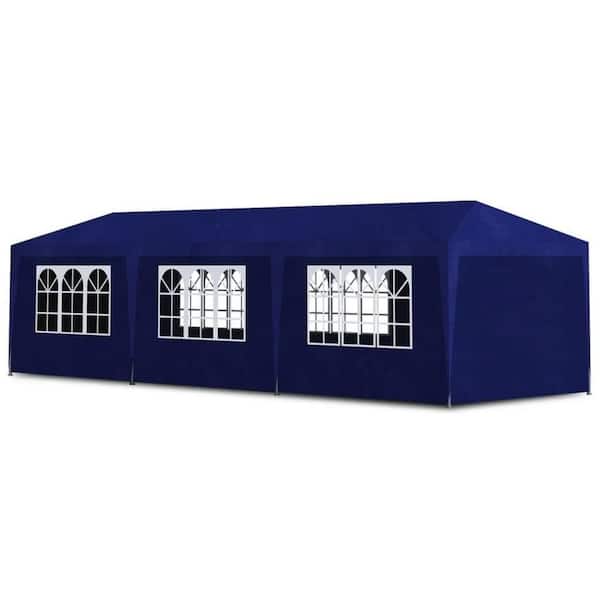 10 ft. x 30 ft. Blue Party Tent Outdoor Canopy Heavy Duty Steel Frame Waterproof UV Resistant Portable Event Shelter