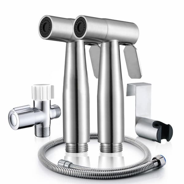 Handheld Bidet Attachment with Stainless Steel 2-Pack Adjustable Jet Spray for Toilet Wall or Tank Mount Included