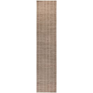 Serenity Home Mocha Ivory 2 ft. x 8 ft. Linear Contemporary Runner Area Rug