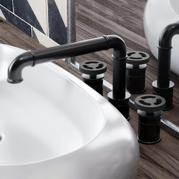 Swiss Madison Avallon 8 in. Widespread Double-Handle Bathroom Faucet in Matte Black