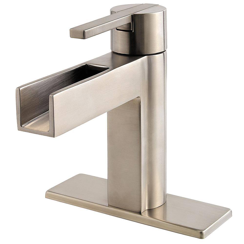 Vega Modern 7.66" Brushed Nickel Lever Handle Bathroom Faucet