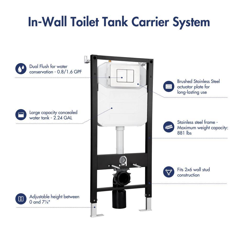 Hampton Matte Black Elongated Wall Mounted Dual Flush Toilet