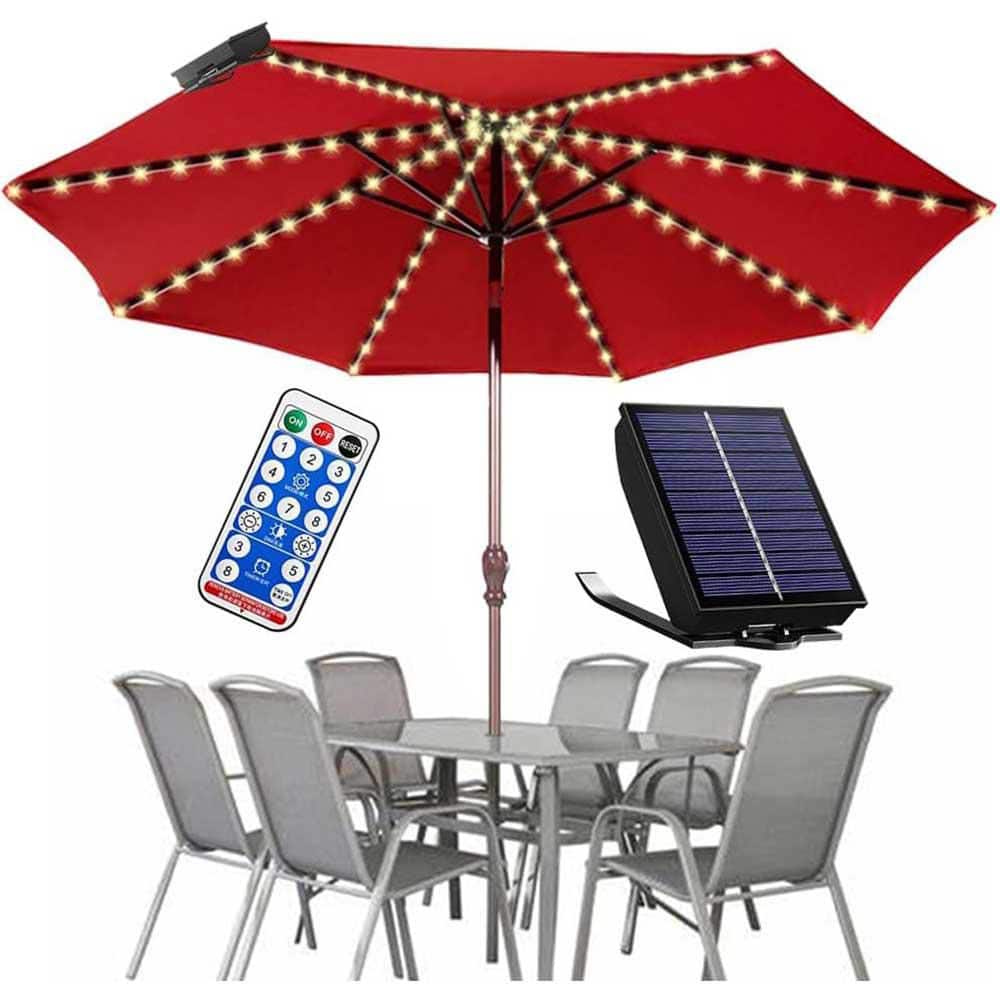 LED Solar Umbrella, 104 LED Lights, 8 Ribs, Multiple Modes, Easy - View #9