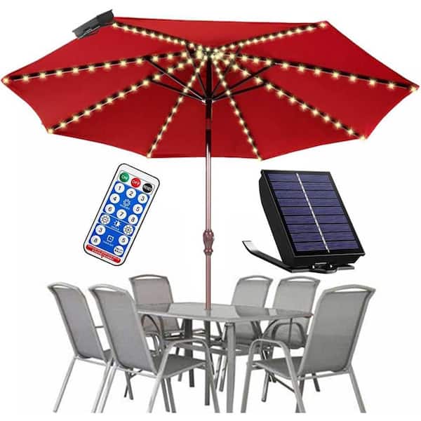 .N/A 104 LED Solar Umbrella Lights with 8 Modes, Remote Control, Waterproof Outdoor Patio Lights