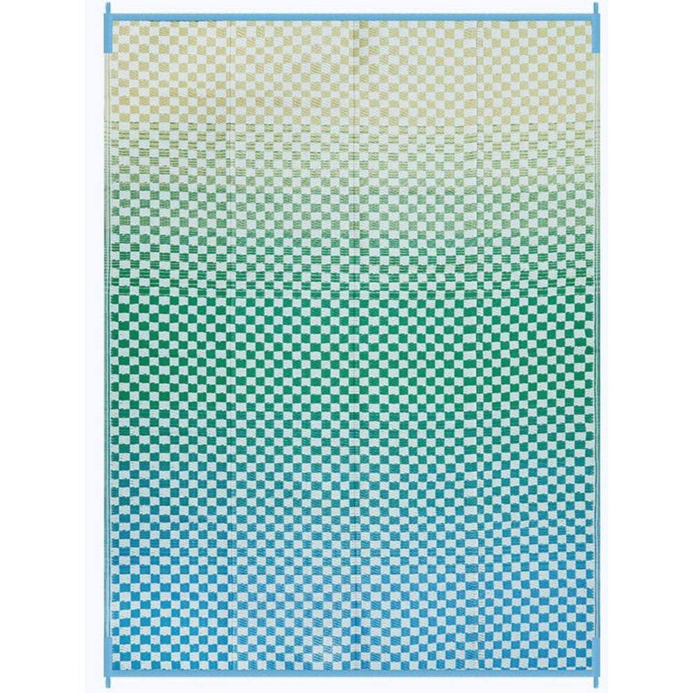 MOEPISY Waterproof 9 x 12 Outdoor Rug-Blue Yellow Gradient Geometric ...