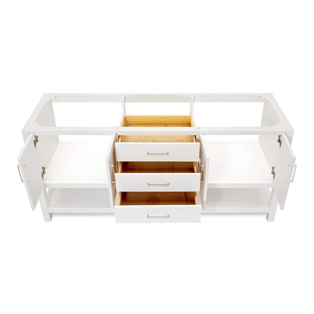 Magnolia 72" White Solid Wood Double Freestanding Vanity Cabinet
