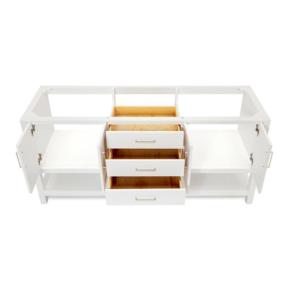 Magnolia 72" White Solid Wood Double Freestanding Vanity Cabinet