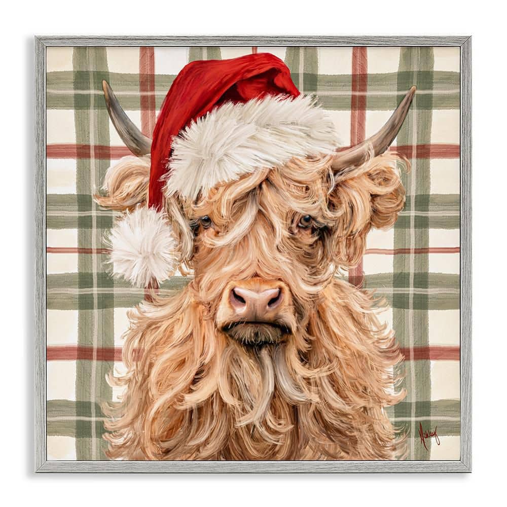 Holiday Wavy Haired Cattle by Ashley Bradley 1 Piece Gray Framed Giclee Animal Art Print 12 in. x 12 in. price history on PriceWatchPro