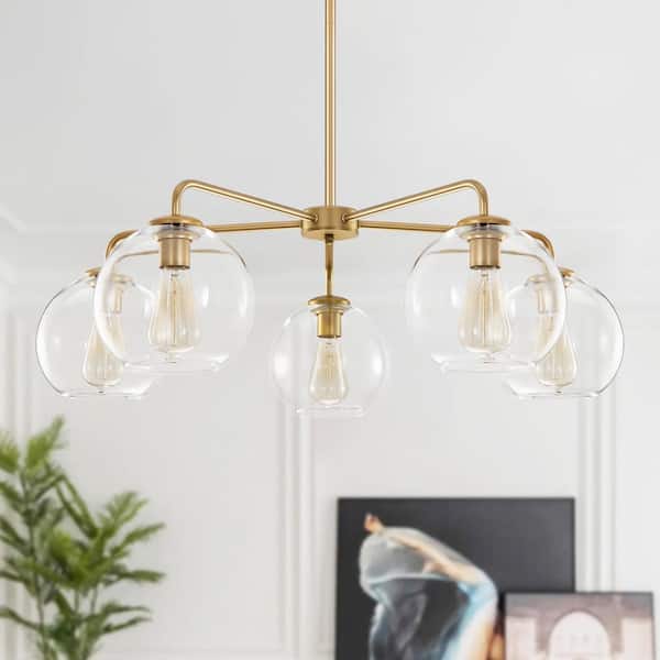 Adrian 5-Light Gold Modern Glass Globe Bubble Chandelier