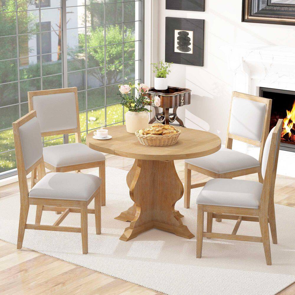 5-Piece Solid Wood Outdoor Conversation Patio Furniture Set with Beige Cushions price history on PriceWatchPro