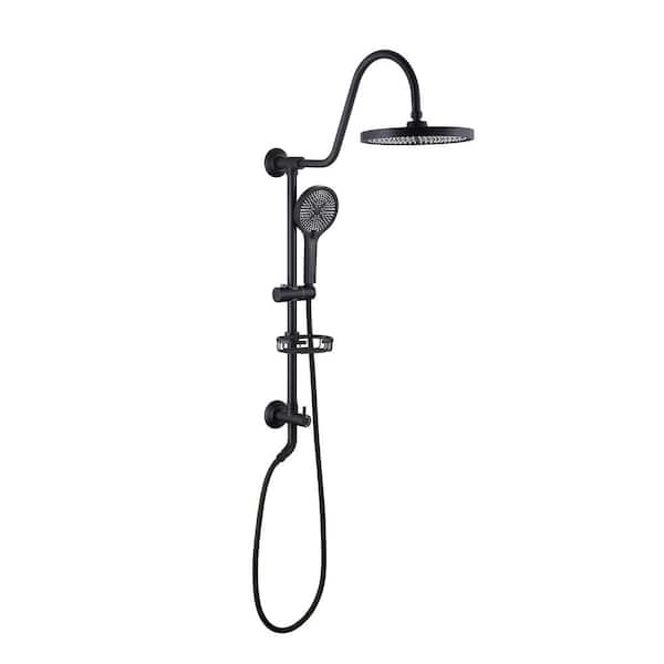 3-Spray with 1.8 GPM 10 in. Wall Mount Dual Shower Head and Handheld Shower Head in Matte Black (Valve Not Included)