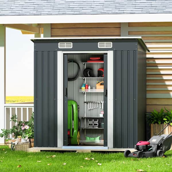 Jaxpety 6-ft 4-ft Galvanized Steel Storage Shed