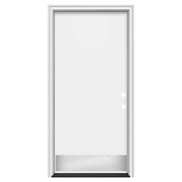 36 in. x 80 in. Flush Left-Hand/Inswing Modern White Steel Prehung Front Door w/Brickmould, ADA Accessible