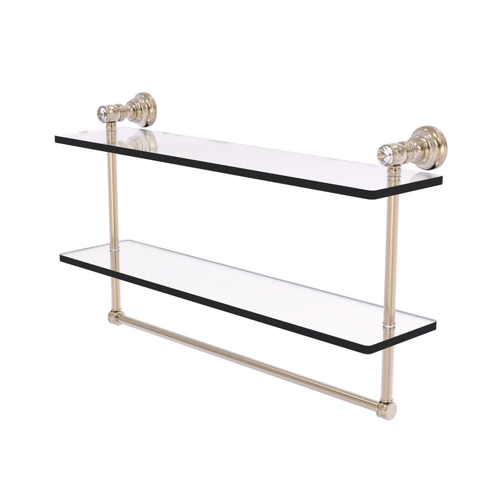 Carolina Crystal 22 in. Double Glass Shelf with Towel Bar in Antique Pewter price history on PriceWatchPro