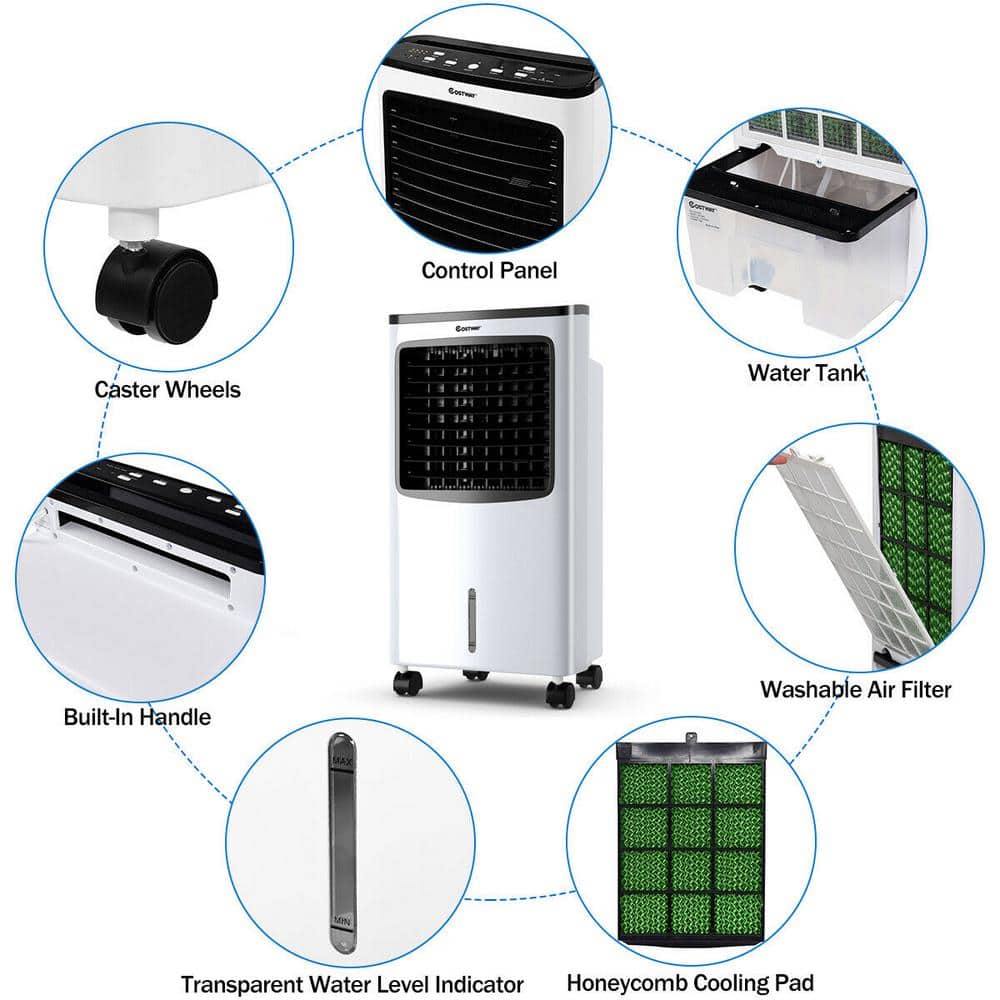 White Portable Tower Air Conditioner with Remote Control