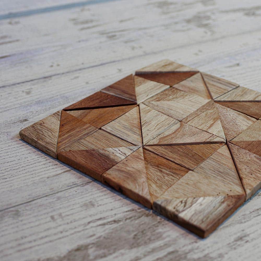 Natural Finish Reclaimed Boat Wood Mosaic Wall Tile 11-Pack