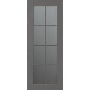 Vona 28 in. x 96 in. 8-Lite No Bore Solid Core Frosted Glass Gray Matte Composite Interior Door Slab