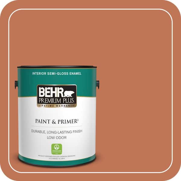 BEHR PREMIUM PLUS 1 gal. #M200-6 Oxide Semi-Gloss Enamel Low Odor Interior Paint & Primer