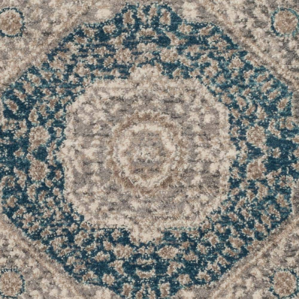 Sofia Contemporary Classic Light Grey & Blue 2' x 3' Synthetic Area Rug