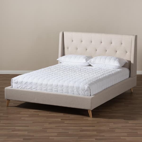 Baxton Studio Adelaide Beige Fabric Upholstered King Platform Bed