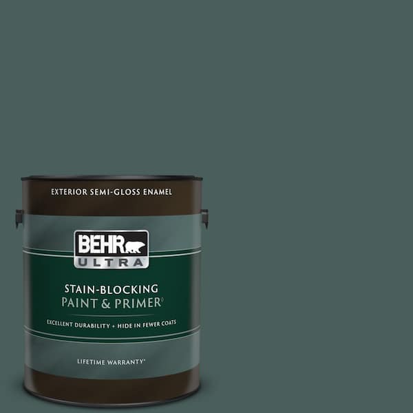 BEHR ULTRA 1 gal. #490F-7 Jungle Green Semi-Gloss Enamel Exterior Paint & Primer