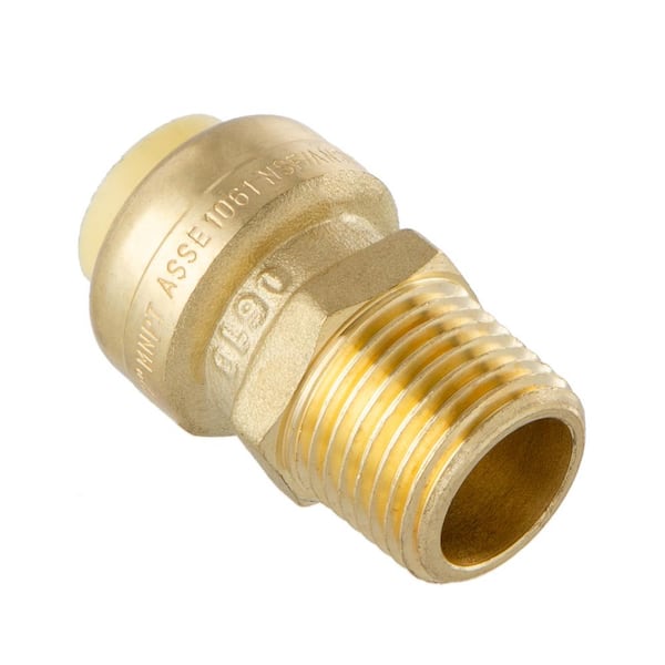 1/2 in. Push-Fit x 1/2 in. Male Pipe Thread Brass Coupling (2-Pack)