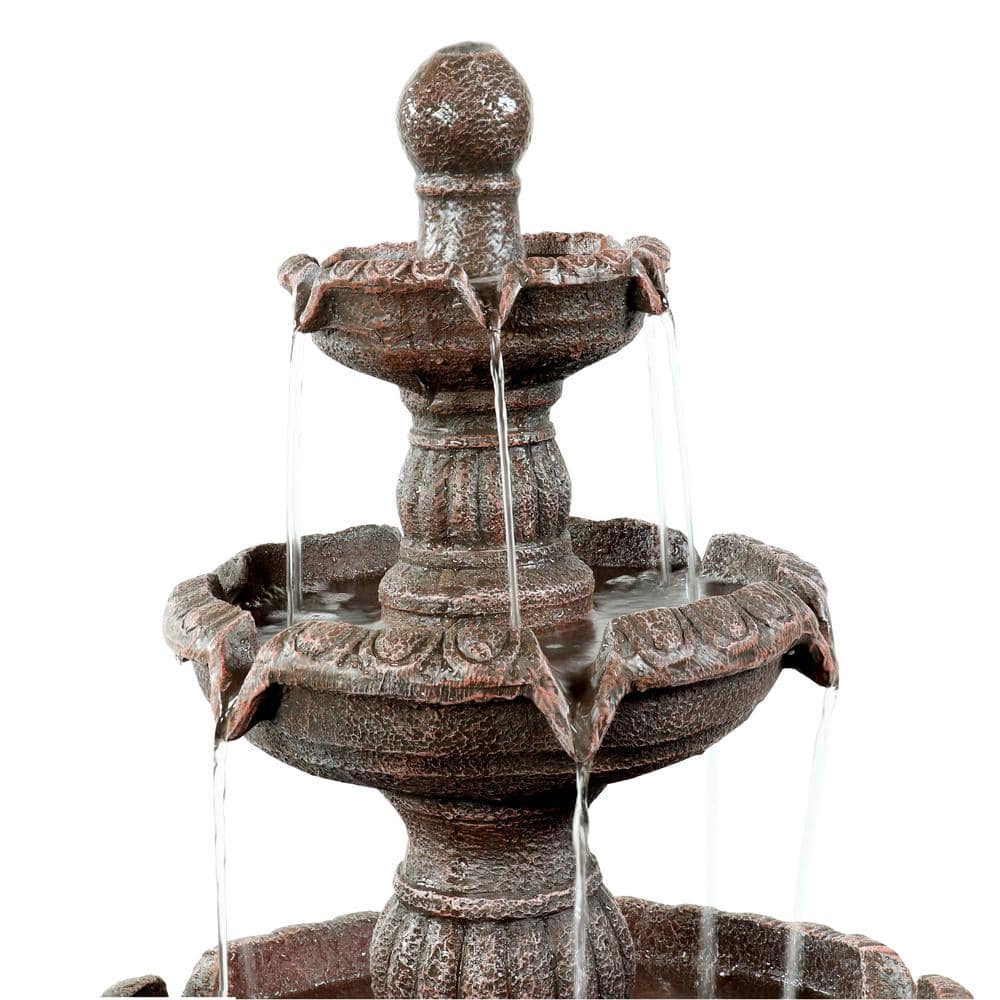 Mediterranean Light Brown Resin 49" 4-Tier Outdoor Fountain