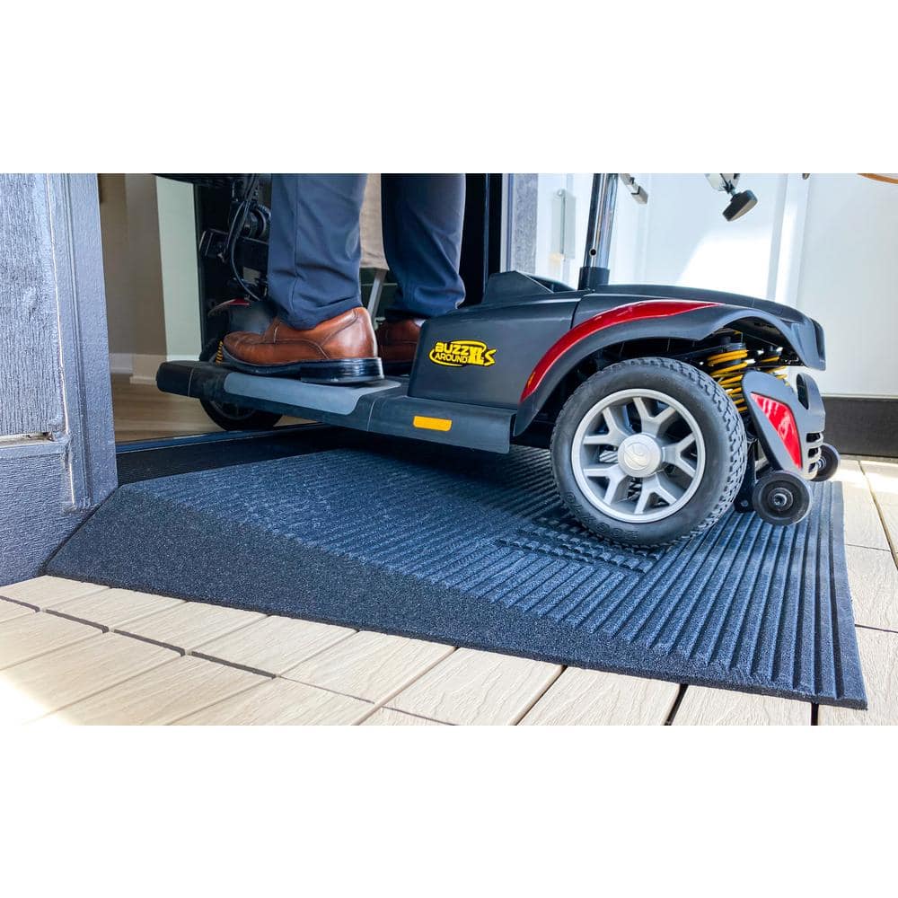 Black 2.5" Rubber Angled Entry Welcome Mat