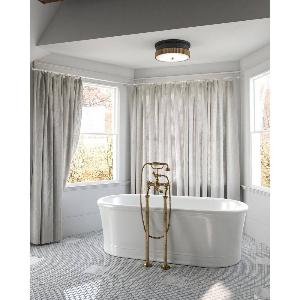 Rue Matte Black and Brushed Gold Art Deco Flush Mount Light