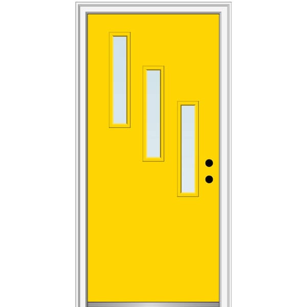 MMI Door 30 in. x 80 in. Davina Low-E Glass Left-Hand 3-Lite Clear Vertical Modern Painted Fiberglass Smooth Prehung Front Door