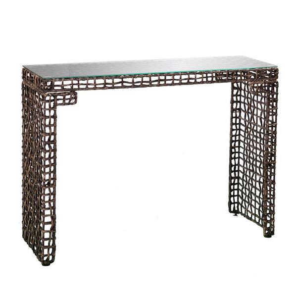 Southern Enterprises Hana Woven Brown Console Table