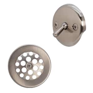 Trip Lever Overflow Faceplate with Beehive Drain Cover and Screws, Satin Nickel