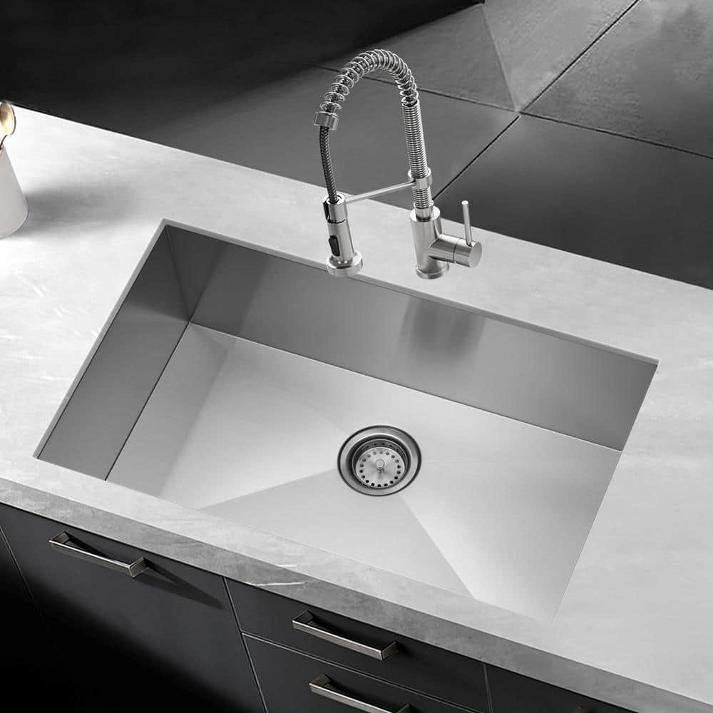 30-Inch Stainless Steel Single Bowl Undermount Kitchen Sink with Faucet