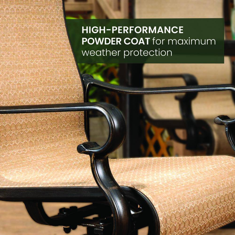 Coastal Cast Aluminum Outdoor Dining Set for 8 with Swivel Rockers