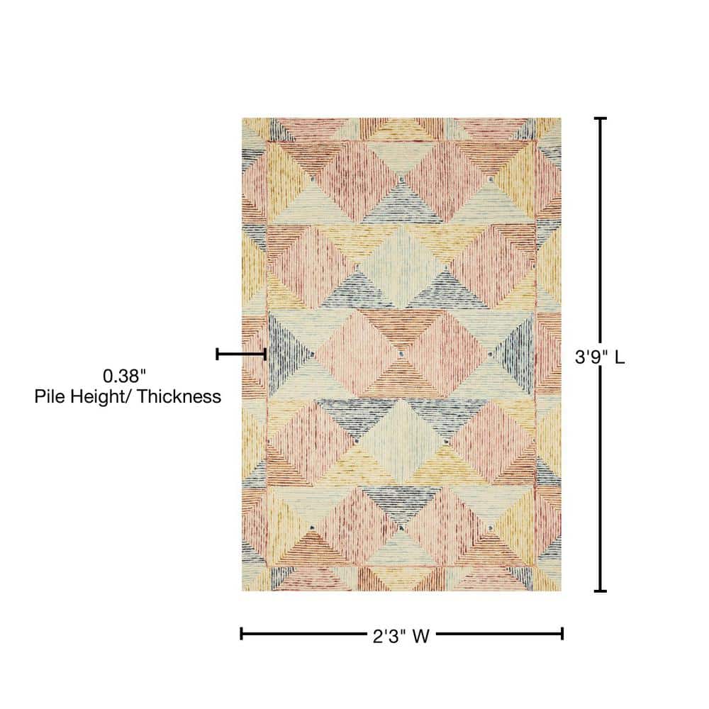 Handmade Ivory Multi Geometric Wool Area Rug