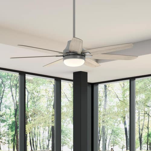 Wilder 60 in. Indoor Matte Silver Ceiling Fan with Remote Control and Light Kit Ceiling Fans With Lights
