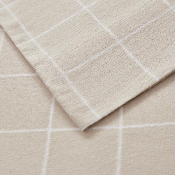 Beautyrest Oversized Cotton Flannel 4-Piece Beige Windowpane Queen Sheet  Set BR20-1857 - The Home Depot