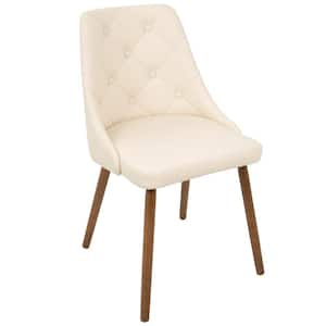 Giovanni Mid-Century Cream Modern Button Tufted Dining Chair Faux Leather