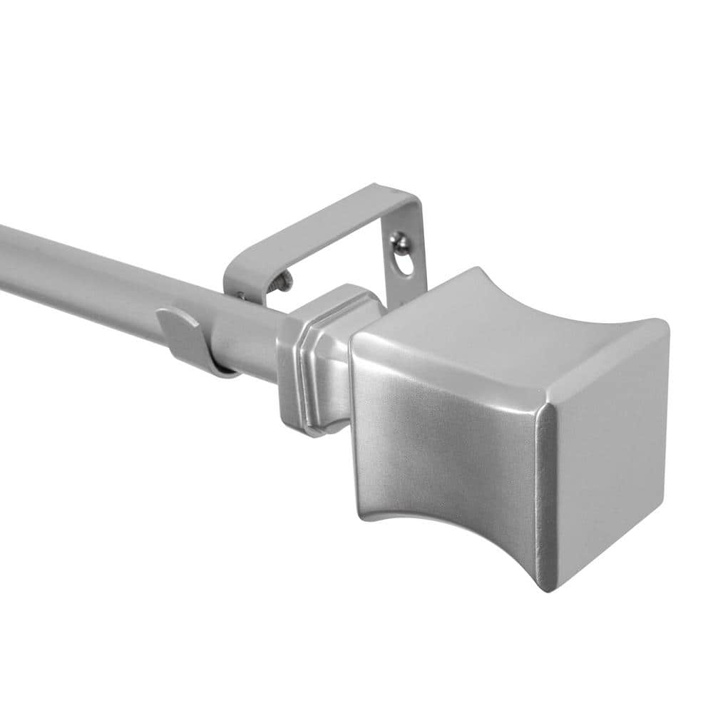 Adjustable Nickel Metal Single Curtain Rod with Decorative Finials