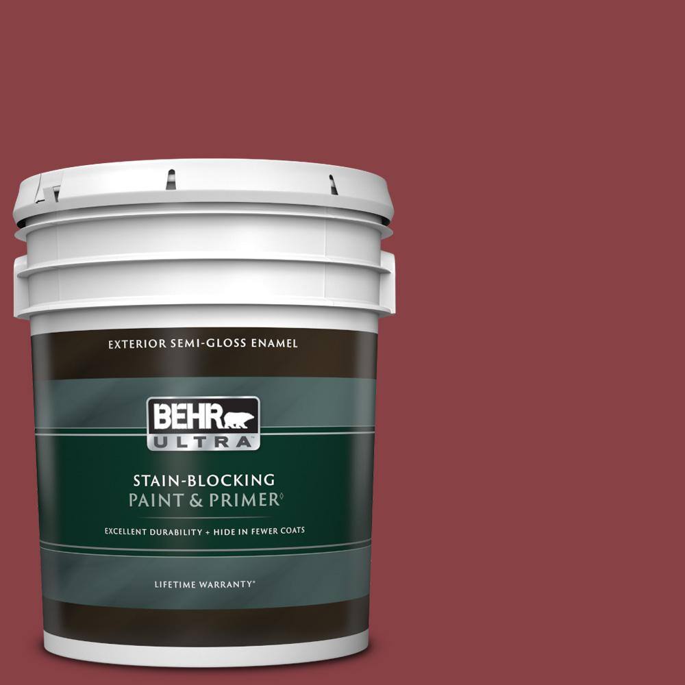 5 gal. #BIC-34 Winning Red Semi-Gloss Enamel Exterior Paint & Primer