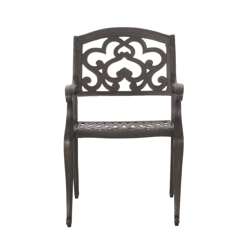 Soft Cloud Patina Copper Cast Aluminum Outdoor Dining Chairs, Set of 2