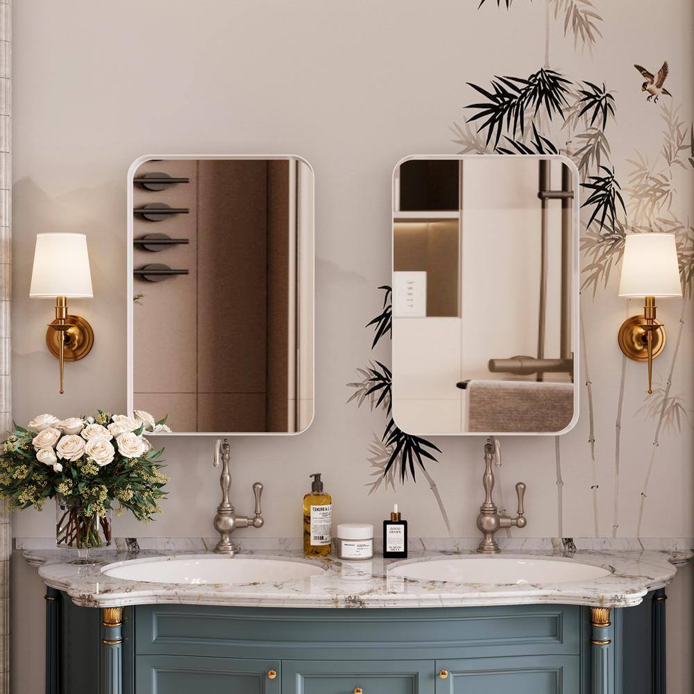 White Metal Medicine Cabinet with Mirror and Adjustable Shelves