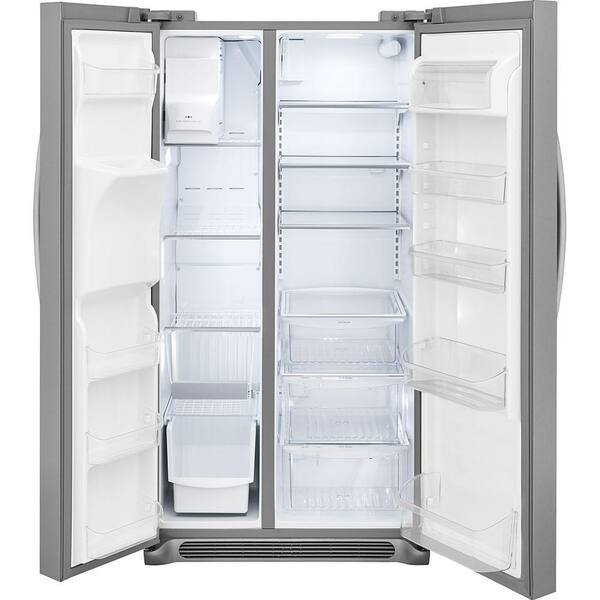 Frigidaire Gallery 25 6 Cu Ft Side By Side Refrigerator In Stainless Steel Fgss2635tf The Home Depot