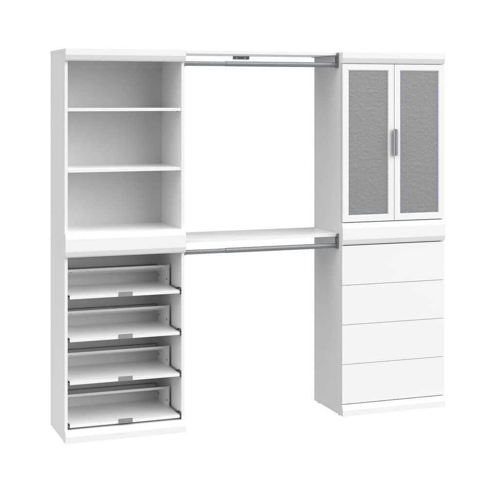 Mosaics 87.04 in. W White 12-Shelf 4-Drawer 2-Hang Rod Wood Closet System price history on PriceWatchPro